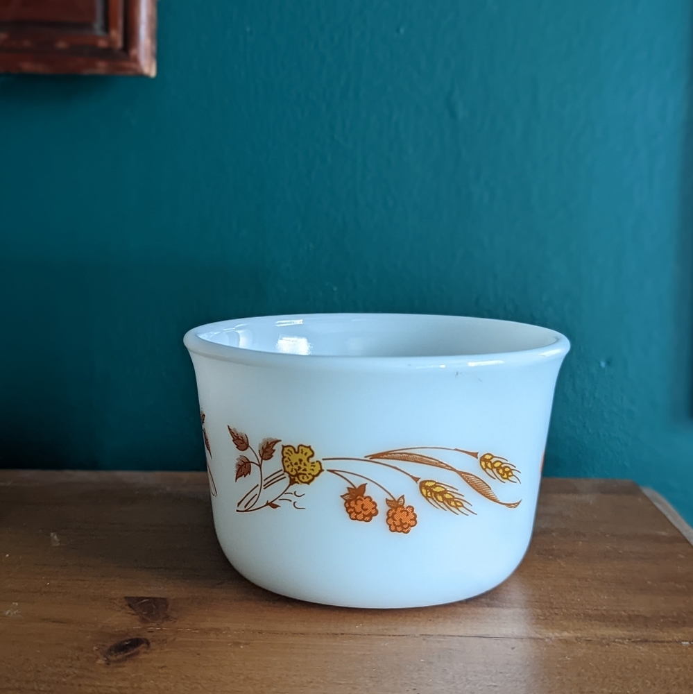 Pyrex Corning Ware Harvest Home White Ramekin